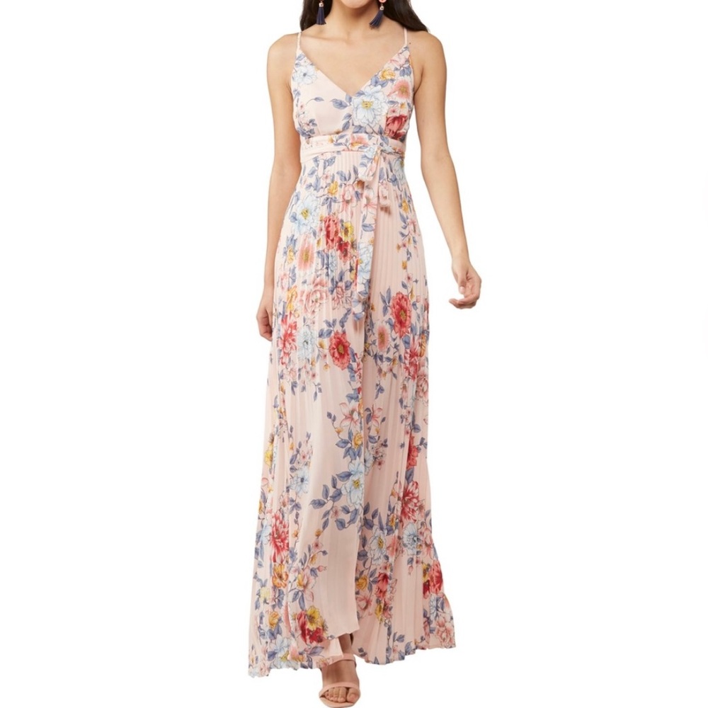 Womens Floral Pleated Dress